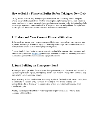 How to Build a Financial Buffer Before Taking on New Debt