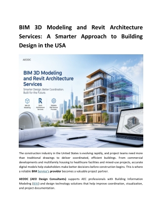 BIM 3D Modeling and Revit Architecture Services A Smarter Approach to Building Design in the USA