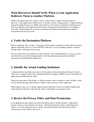 What Borrowers Should Verify When a Loan Application Redirects Them to Another Platform