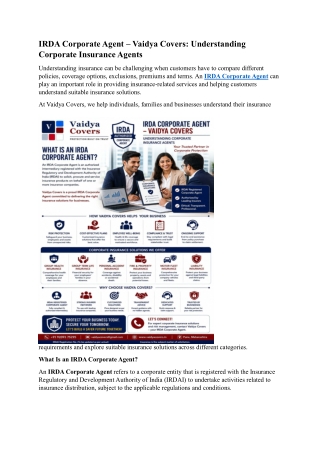 IRDA Corporate Agent
