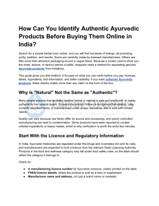 How Can You Identify Authentic Ayurvedic Products Before Buying Them Online in India_