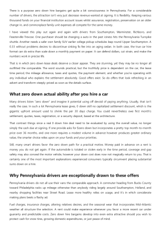 Top Zero Down Lease Deals for Smart Drivers in Pennsylvania
