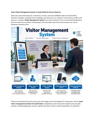 Smart Visitor Management System in Saudi Arabia for Secure Check Ins